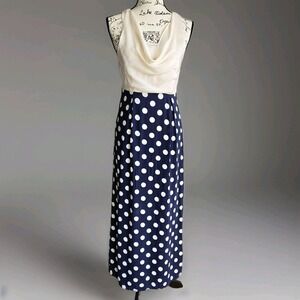 Moulinette Soeurs Anthropologie Great Dot Polka‎ Dot Maxi Dress Size 2 Blue